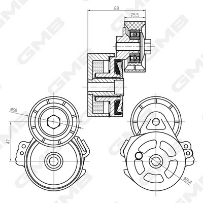 Belt Tensioner, V-ribbed belt (GAT21660)