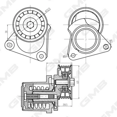 Belt Tensioner, V-ribbed belt (GAT32380)