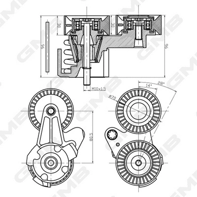 Belt Tensioner, V-ribbed belt