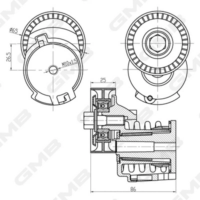 Belt Tensioner, V-ribbed belt (GAT20970)