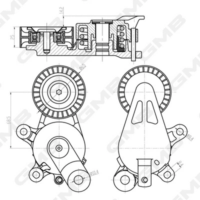 Belt Tensioner, V-ribbed belt (GAT20920)