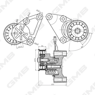 Belt Tensioner, V-ribbed belt