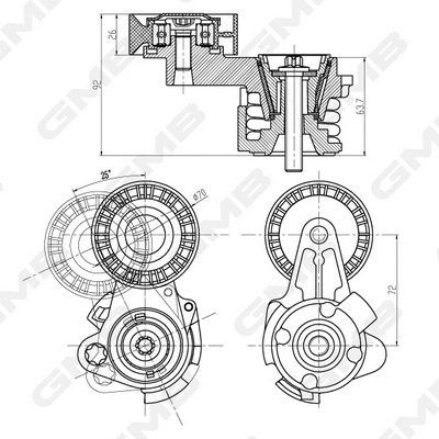 Belt Tensioner, V-ribbed belt (GAT20280)