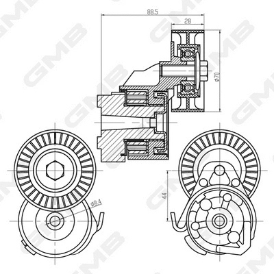 Belt Tensioner, V-ribbed belt (GAT22450)