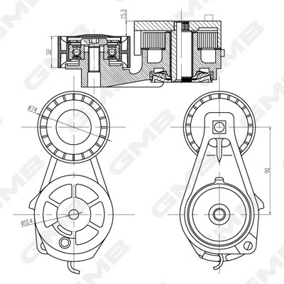 Belt Tensioner, V-ribbed belt (GAT22330)
