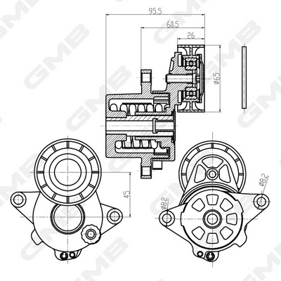 Belt Tensioner, V-ribbed belt (GAT20840)