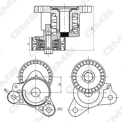Belt Tensioner, V-ribbed belt (GAT30360)