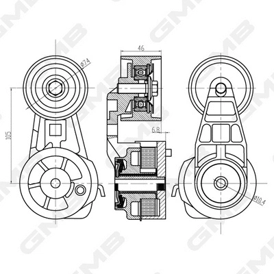 Belt Tensioner, V-ribbed belt (GAT22090)