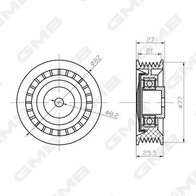 Deflection/Guide Pulley, timing belt (GTC0670)
