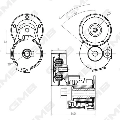 Belt Tensioner, V-ribbed belt (GAT20980)