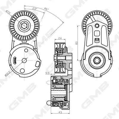 Belt Tensioner, V-ribbed belt
