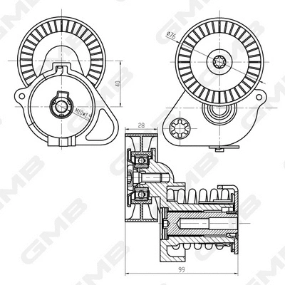 Belt Tensioner, V-ribbed belt (GAT21480)