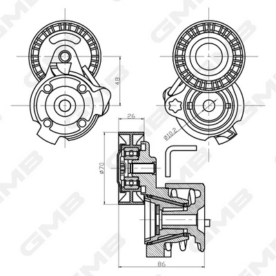 Belt Tensioner, V-ribbed belt