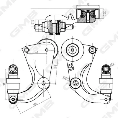 Belt Tensioner, V-ribbed belt (GHAT-216)