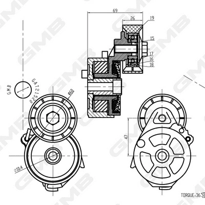 Belt Tensioner, V-ribbed belt (GAT21520)
