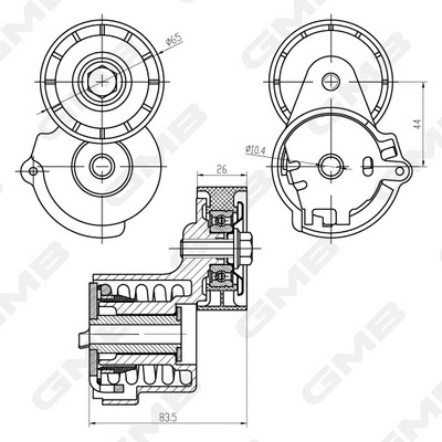 Belt Tensioner, V-ribbed belt (GAT21670)