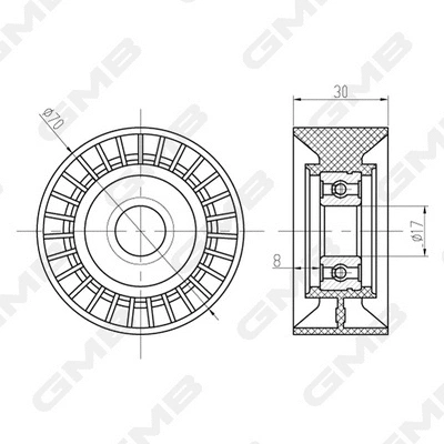 Deflection/Guide Pulley, timing belt (GTC0680)