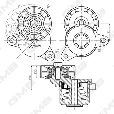 Belt Tensioner, V-ribbed belt