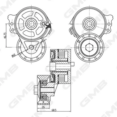 Belt Tensioner, V-ribbed belt (GAT21210)