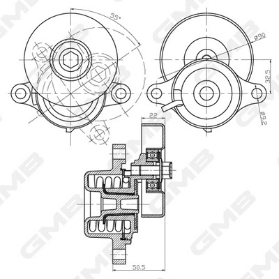 Belt Tensioner, V-ribbed belt