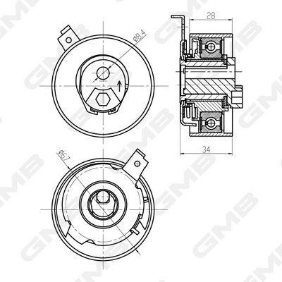 Tensioner Pulley, timing belt (GTB1350)