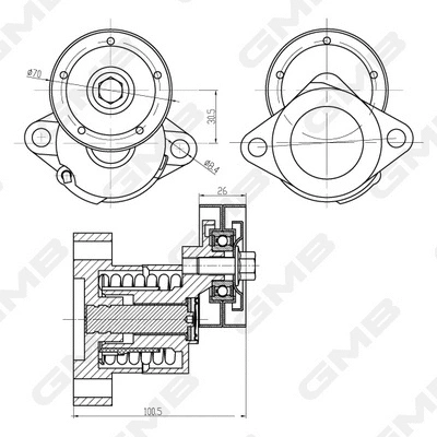 Belt Tensioner, V-ribbed belt (GAT21300)