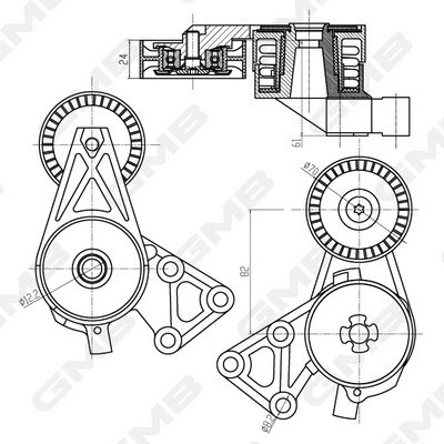 Belt Tensioner, V-ribbed belt (GAT21030)