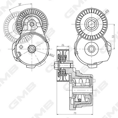 Belt Tensioner, V-ribbed belt