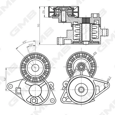 Belt Tensioner, V-ribbed belt