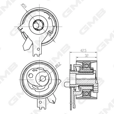 Tensioner Pulley, timing belt (GTB1450)