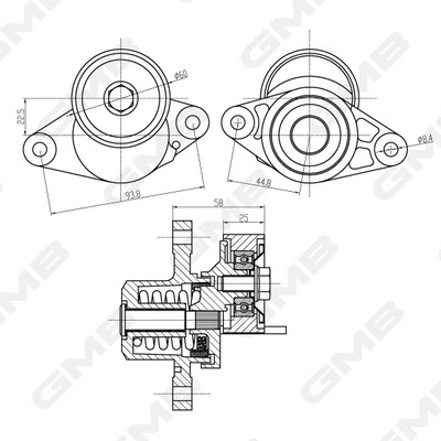 Belt Tensioner, V-ribbed belt (GAT21000)