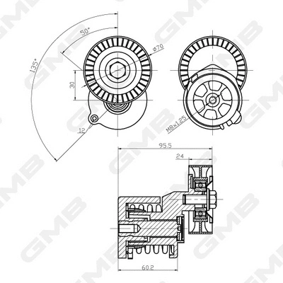 Belt Tensioner, V-ribbed belt