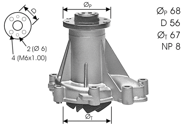 Water Pump, engine cooling (TPAE0108)