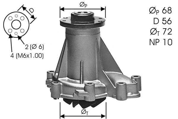 Water Pump, engine cooling (TPAE0205)
