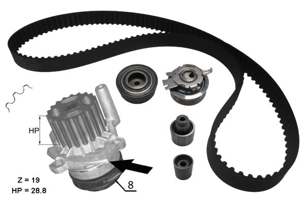 Water Pump & Timing Belt Kit (TKPE0022)