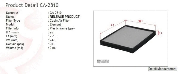 Filter, cabin air (CA-2810)
