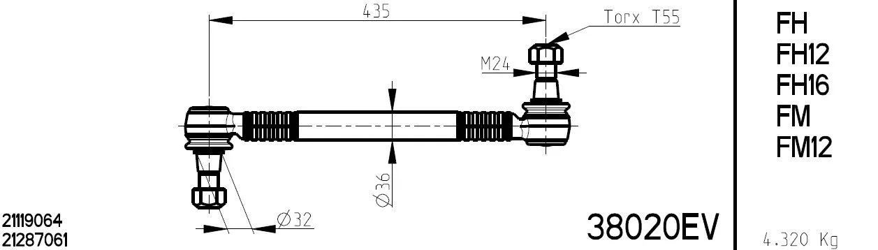 Guide Ring, stabiliser coupling rod (38020EV)