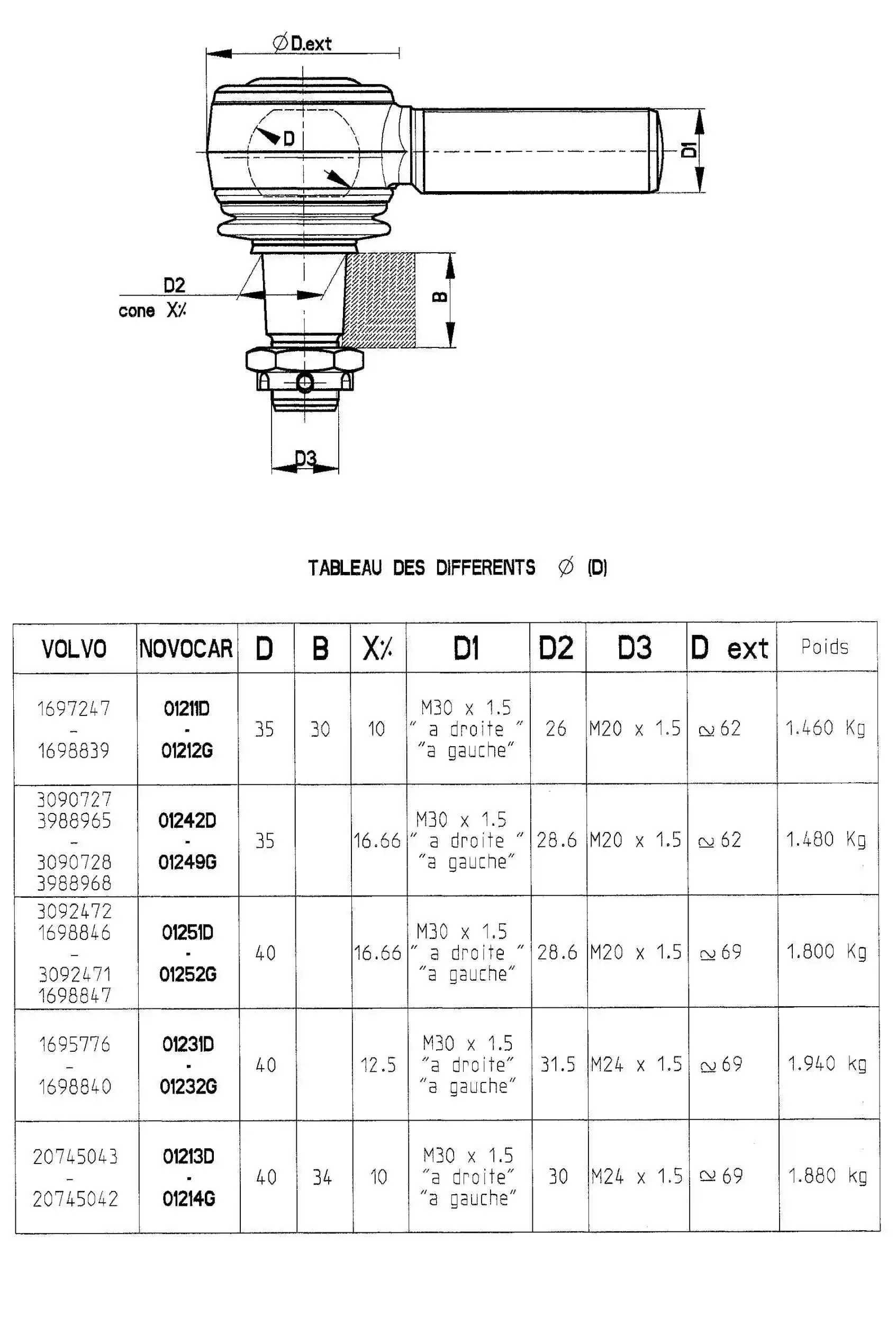 Angled Ball Joint, steering drag link (01242D)