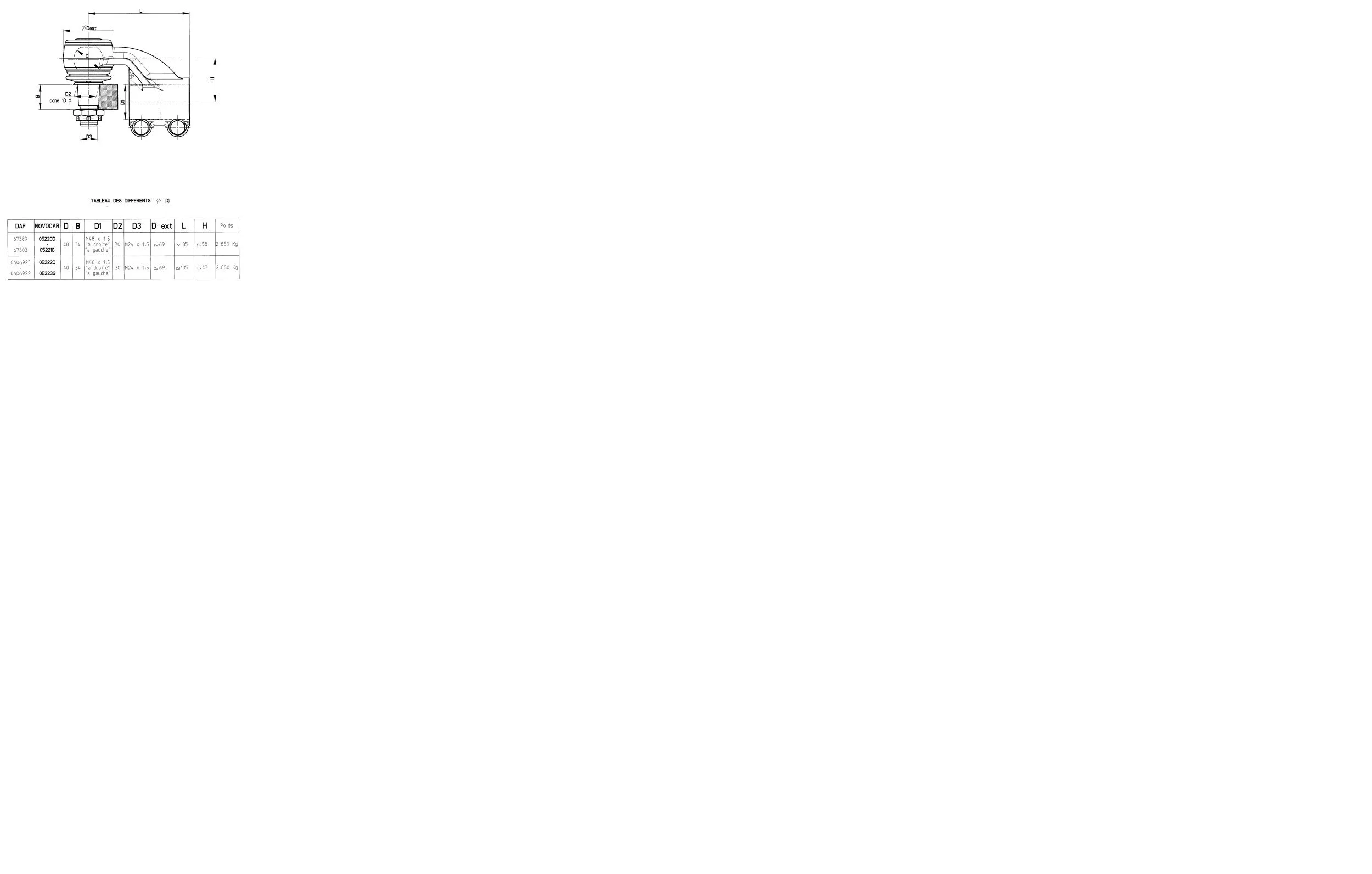 Angled Ball Joint, steering drag link (05220D)