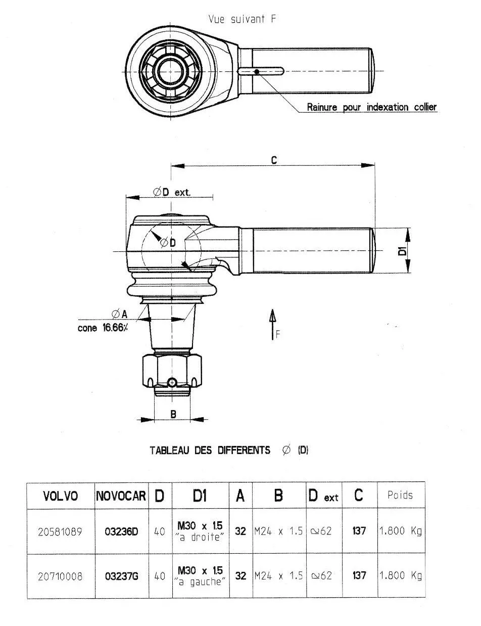 Angled Ball Joint, steering drag link (03237G)