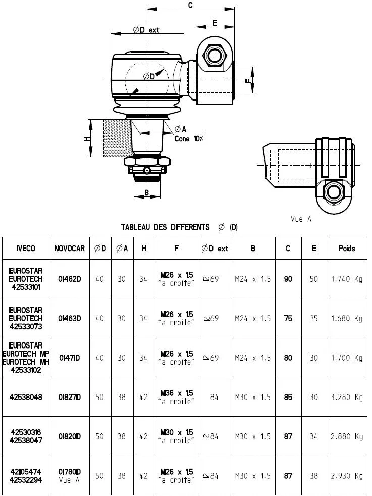Angled Ball Joint, steering drag link (01471D)