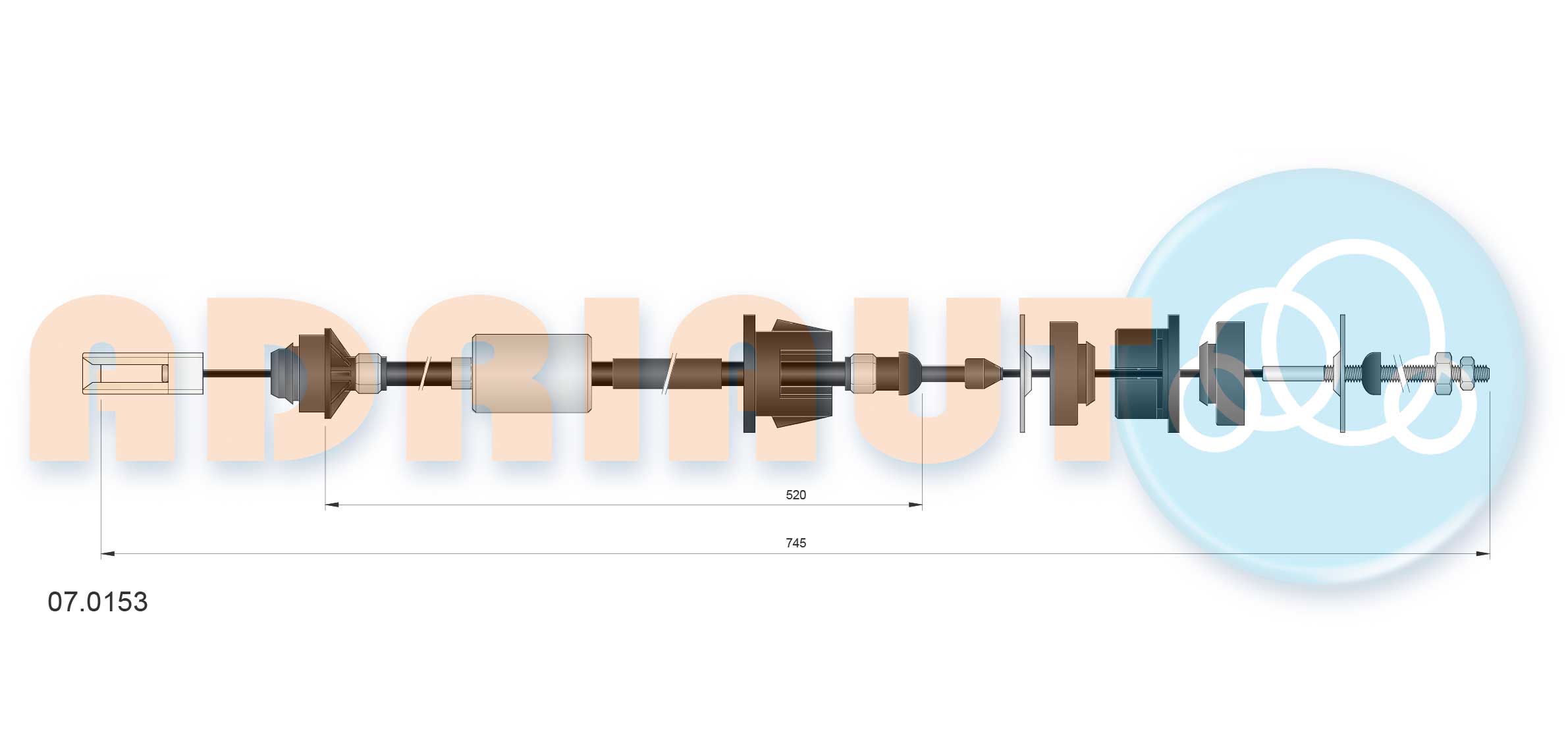 Cable Pull, clutch control (07.0153)