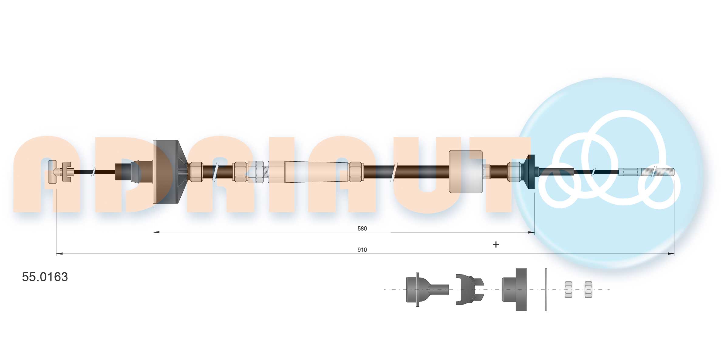 Cable Pull, clutch control (55.0163)