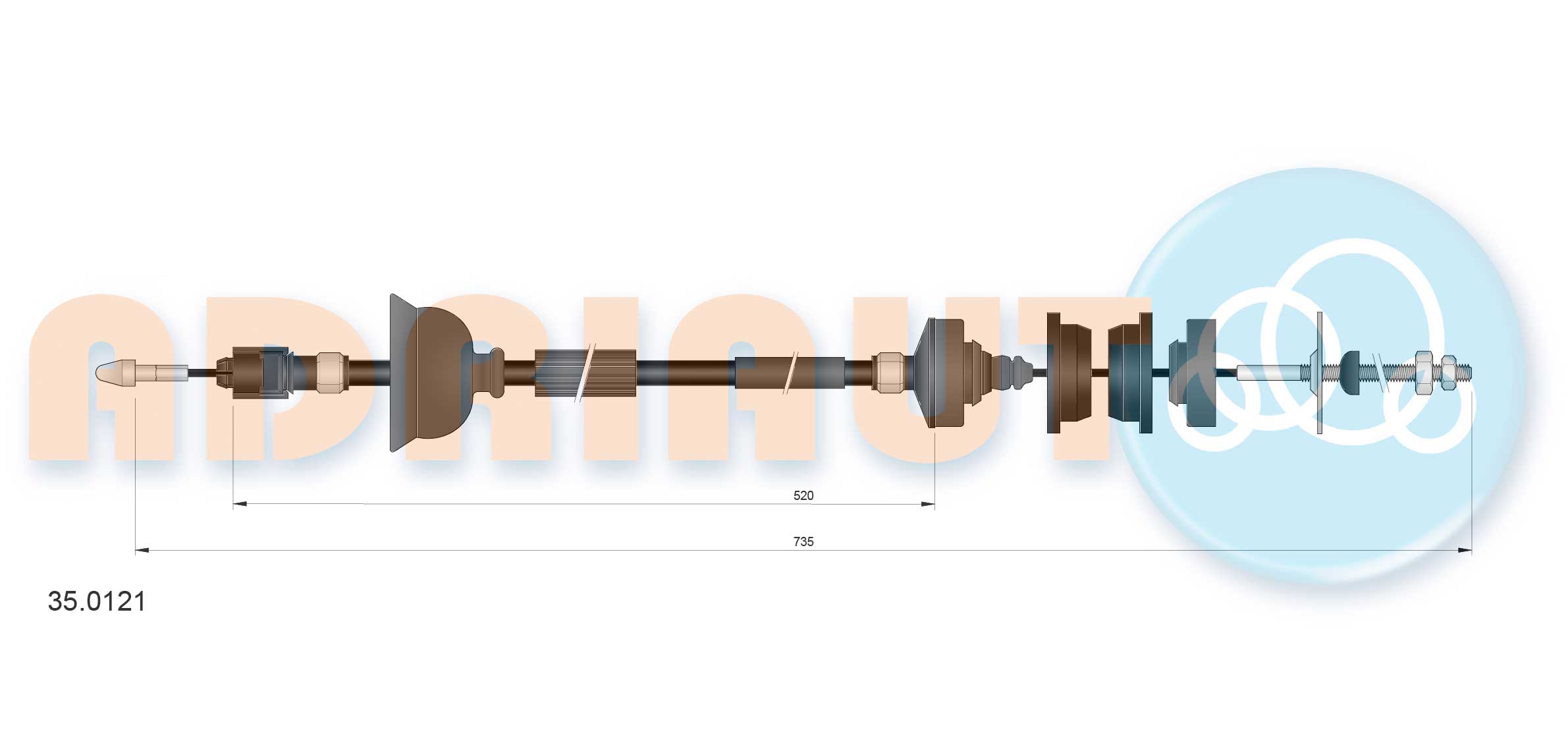 Cable Pull, clutch control (35.0121)