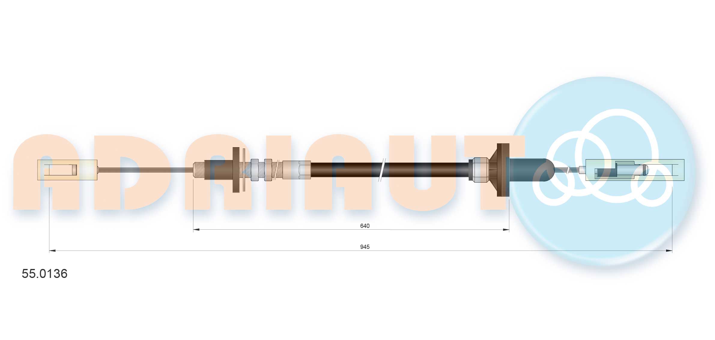 Cable Pull, clutch control (55.0136)