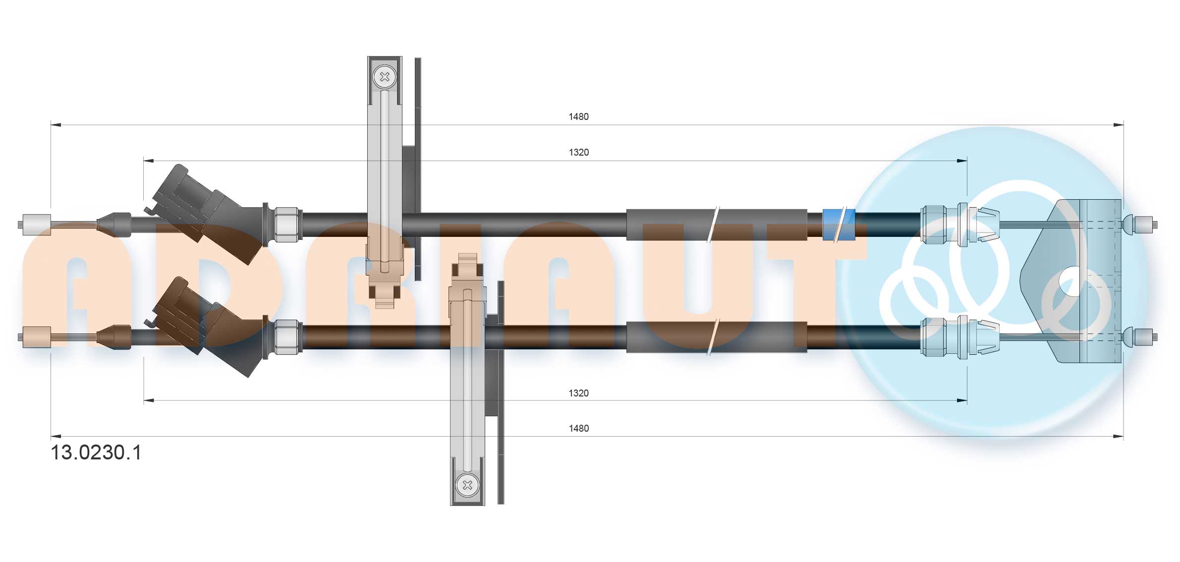 Cable Pull, parking brake (13.0230.1)