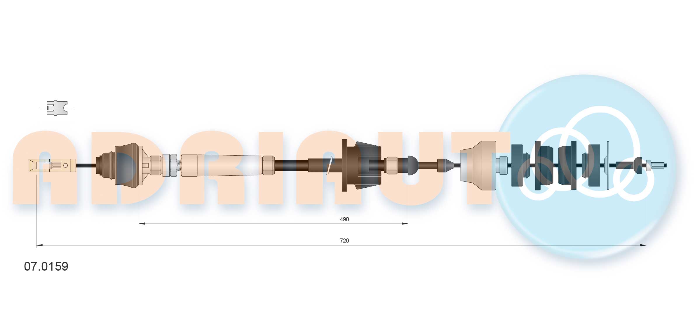 Cable Pull, clutch control (07.0159)