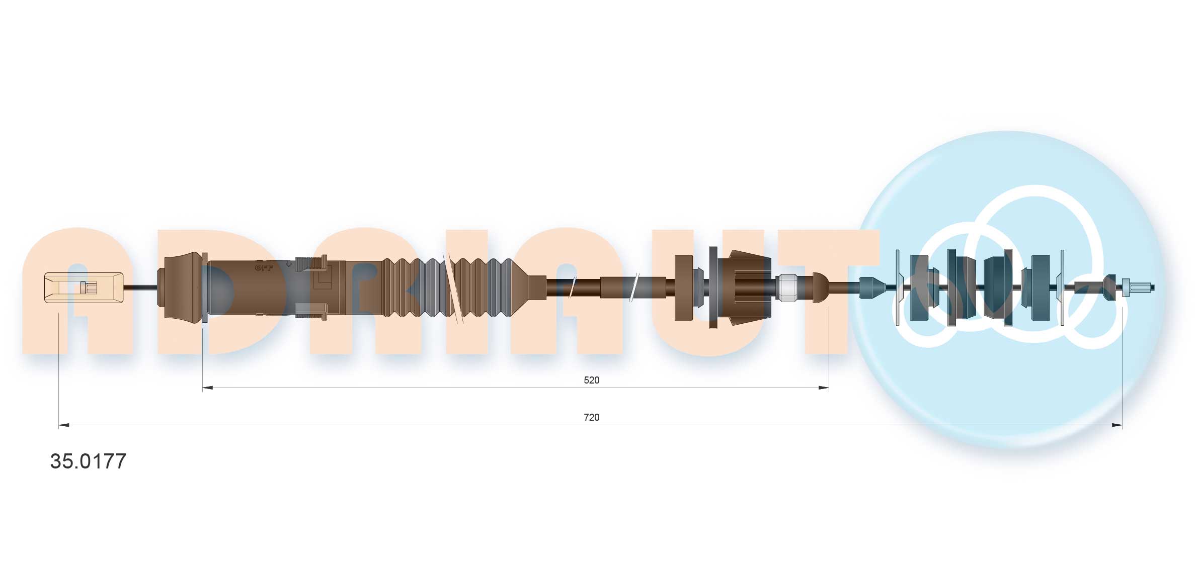 Cable Pull, clutch control (35.0177)