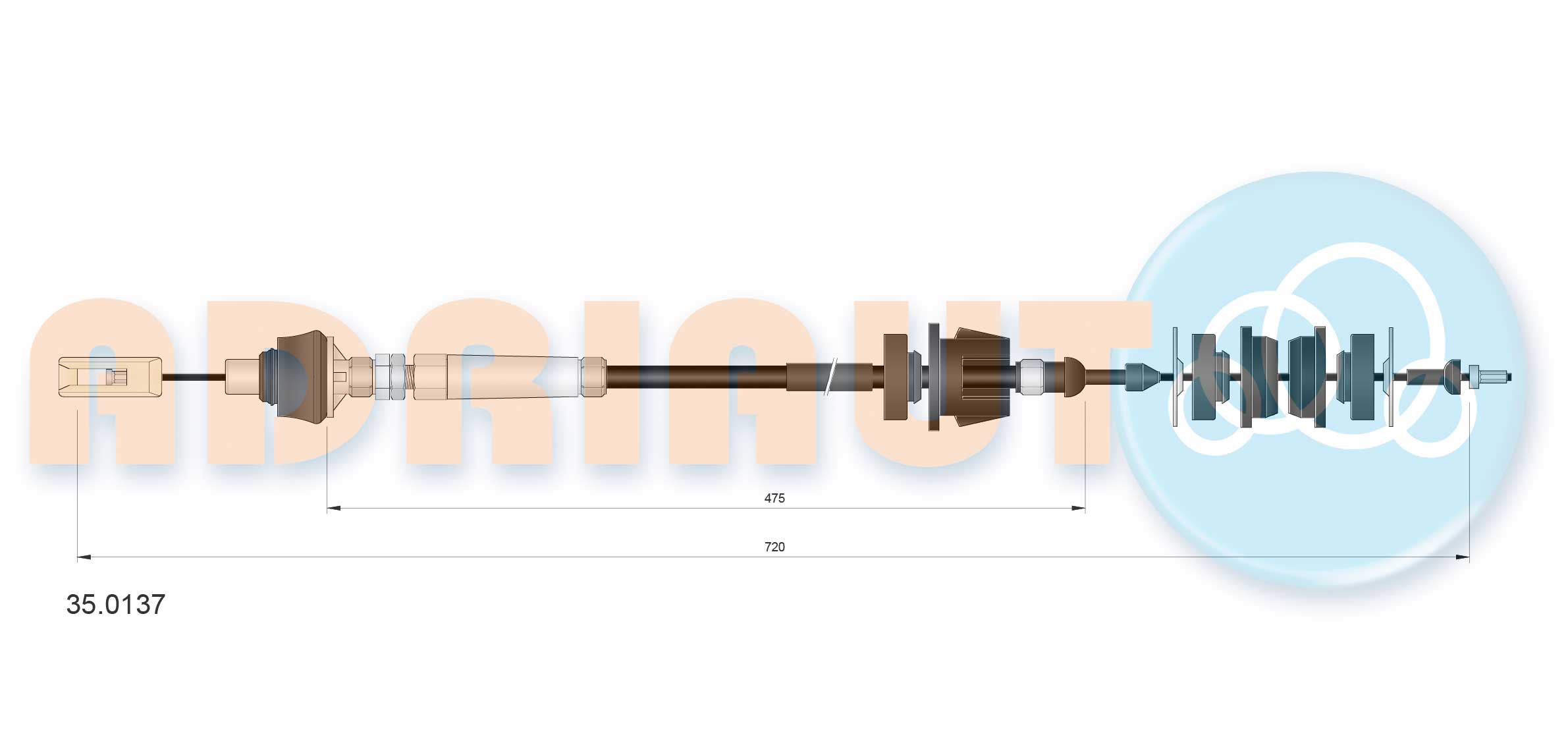 Cable Pull, clutch control (35.0137)