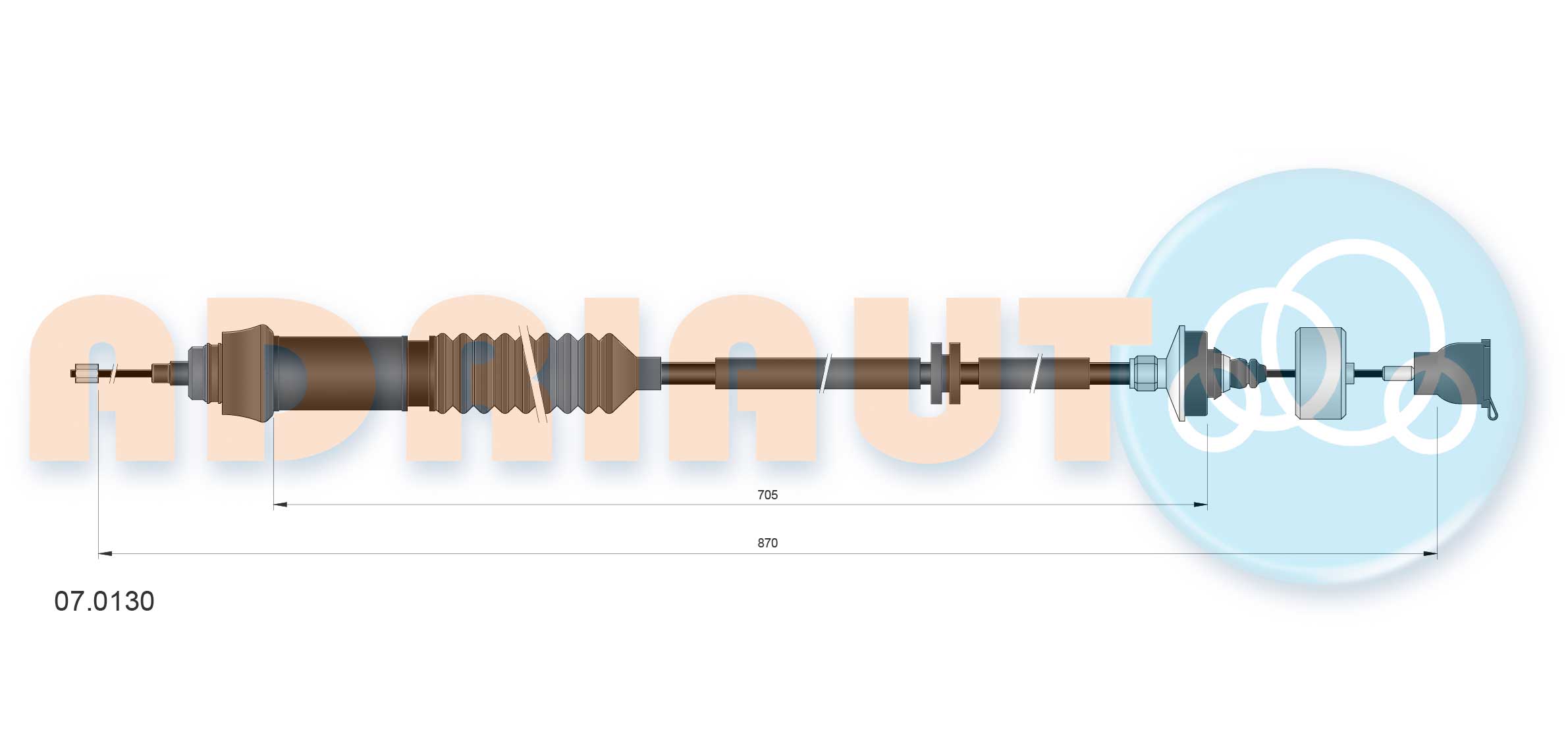 Cable Pull, clutch control (07.0130)